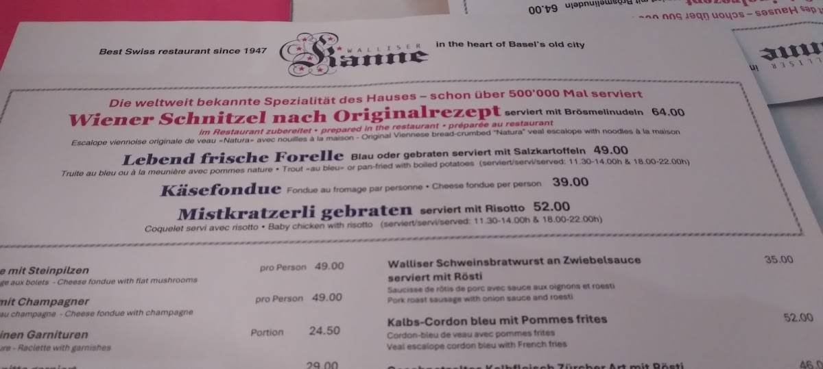 Menu di Walliser Kanne 