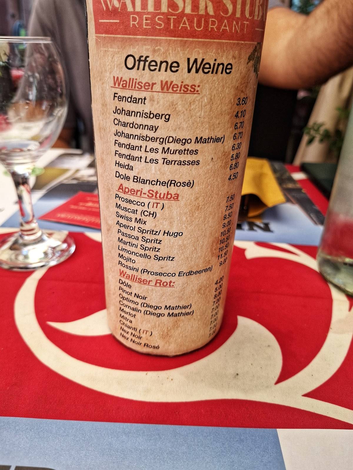 Menu di Walliserstuba 