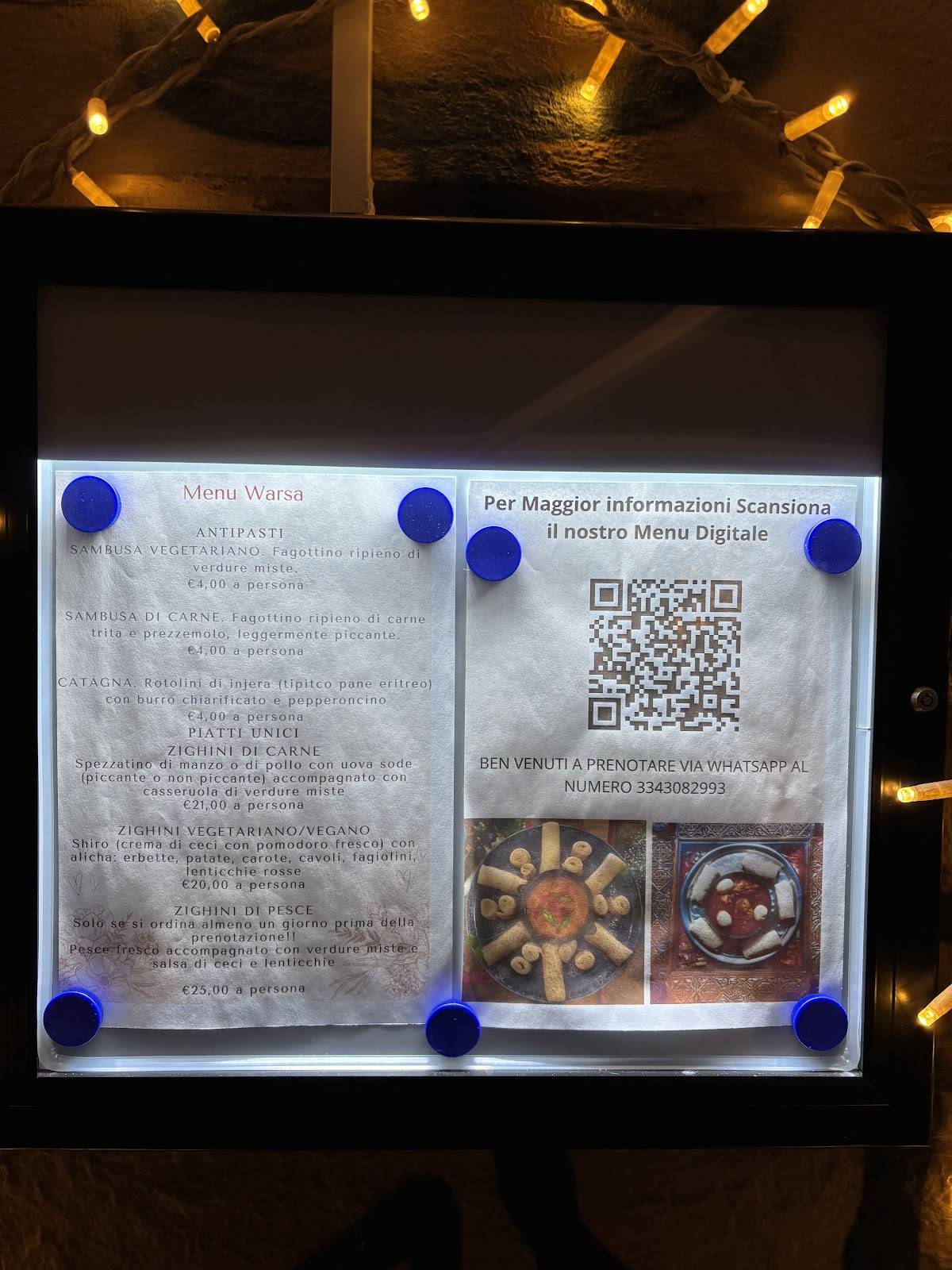 Menu di Ristorante Warsà 