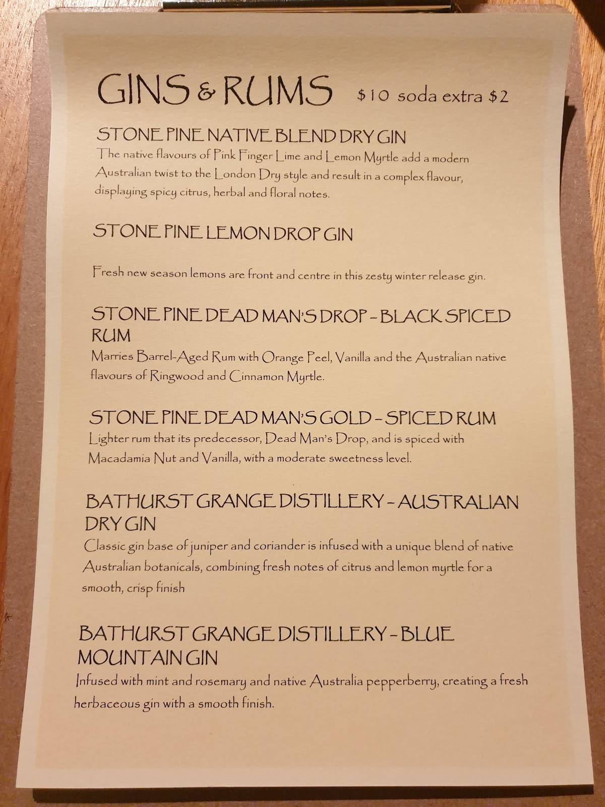Menu at Whiskey & Wags pub & bar, Bathurst