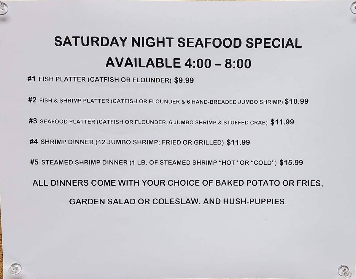 Menu at White House Restaurant, Warrior