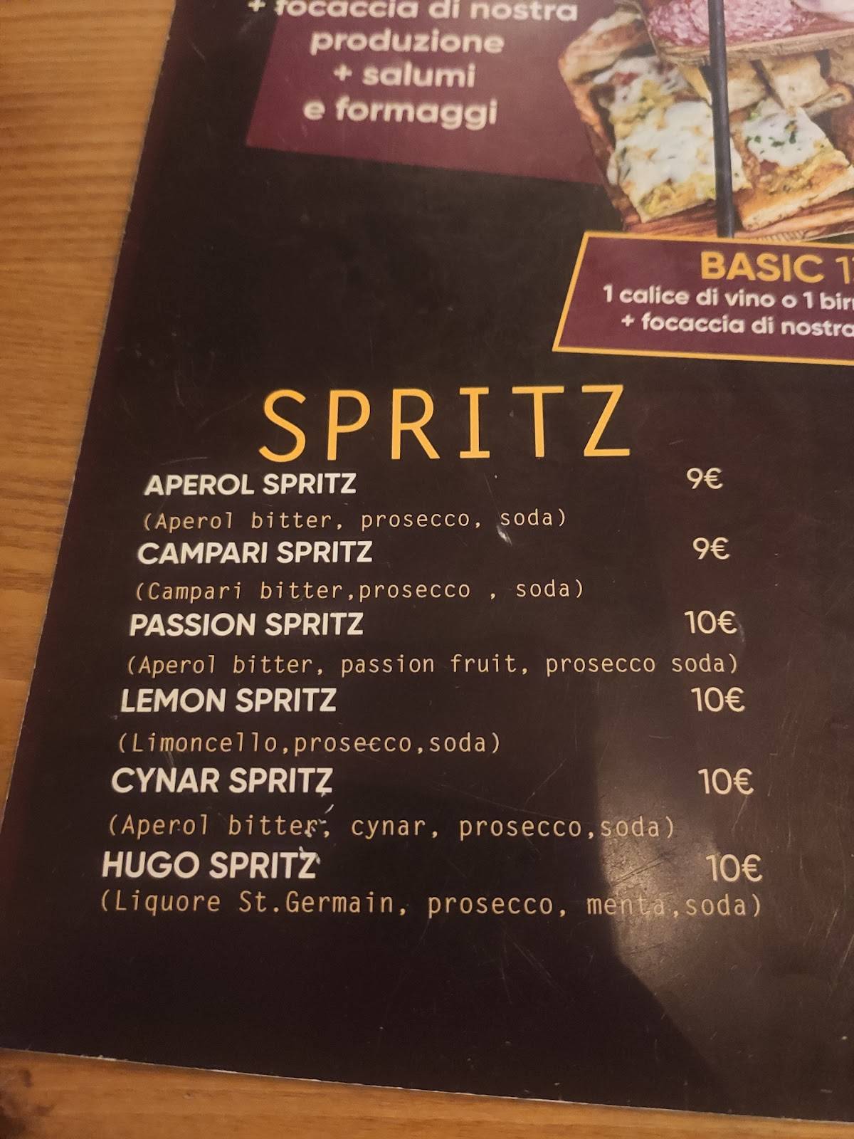 Menu di Vino e Focaccia Bistrot 