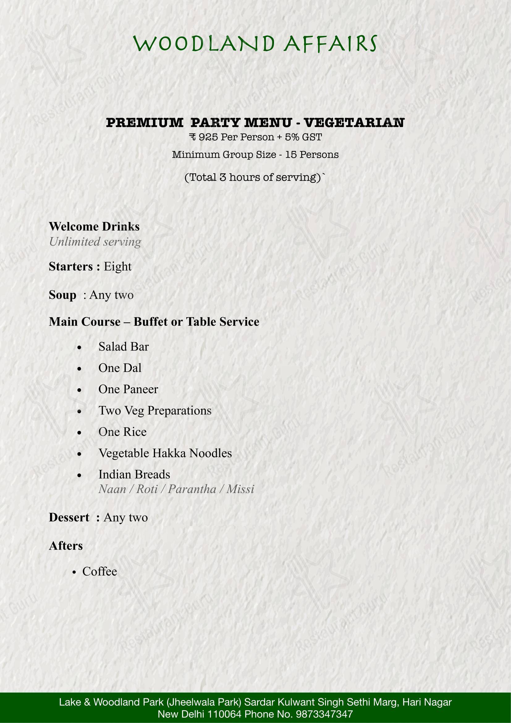 Ночное меню for Woodland Affairs in New Delhi