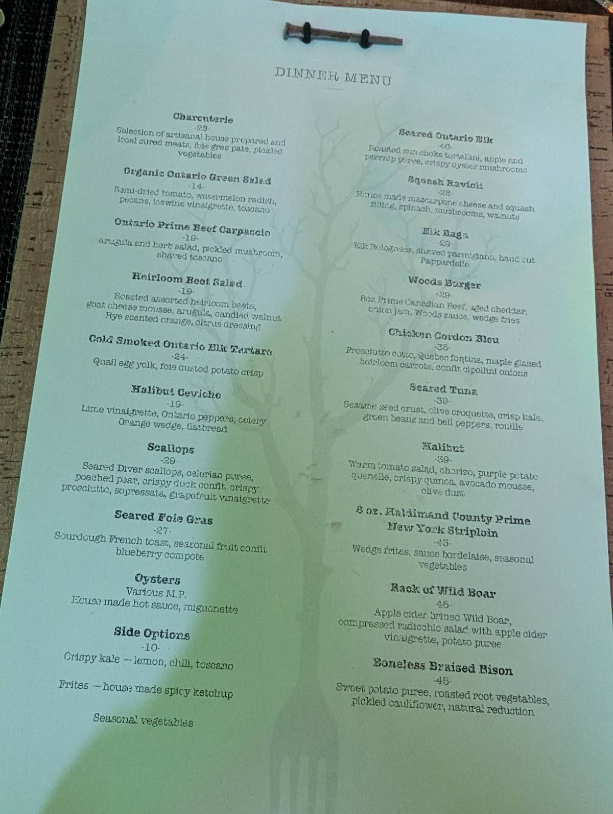 Menu de Woods Restaurant & Bar