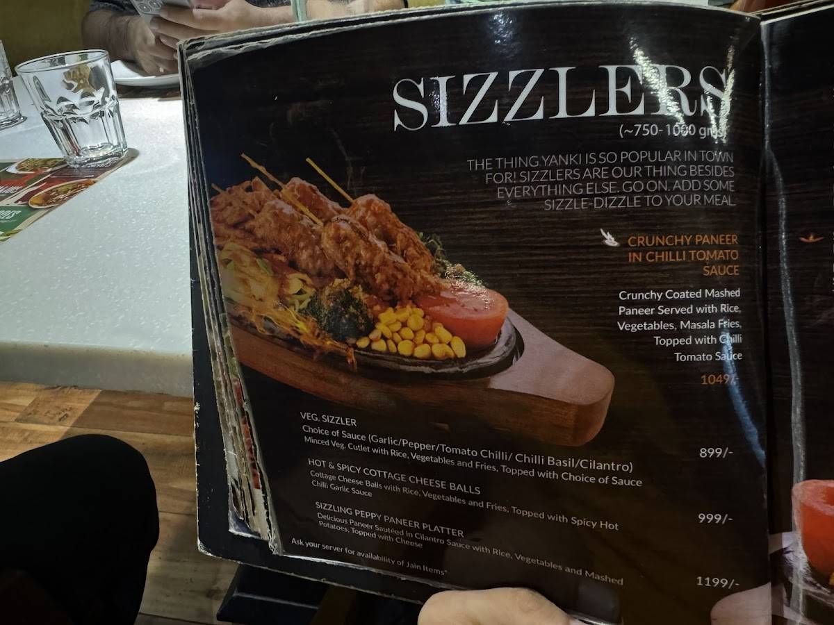 Yanki Sizzlerr menu