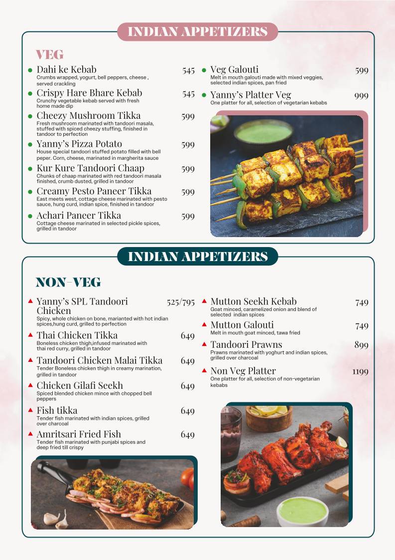 Yanny's Multi-cuisine Restaurant & Coffee House menu