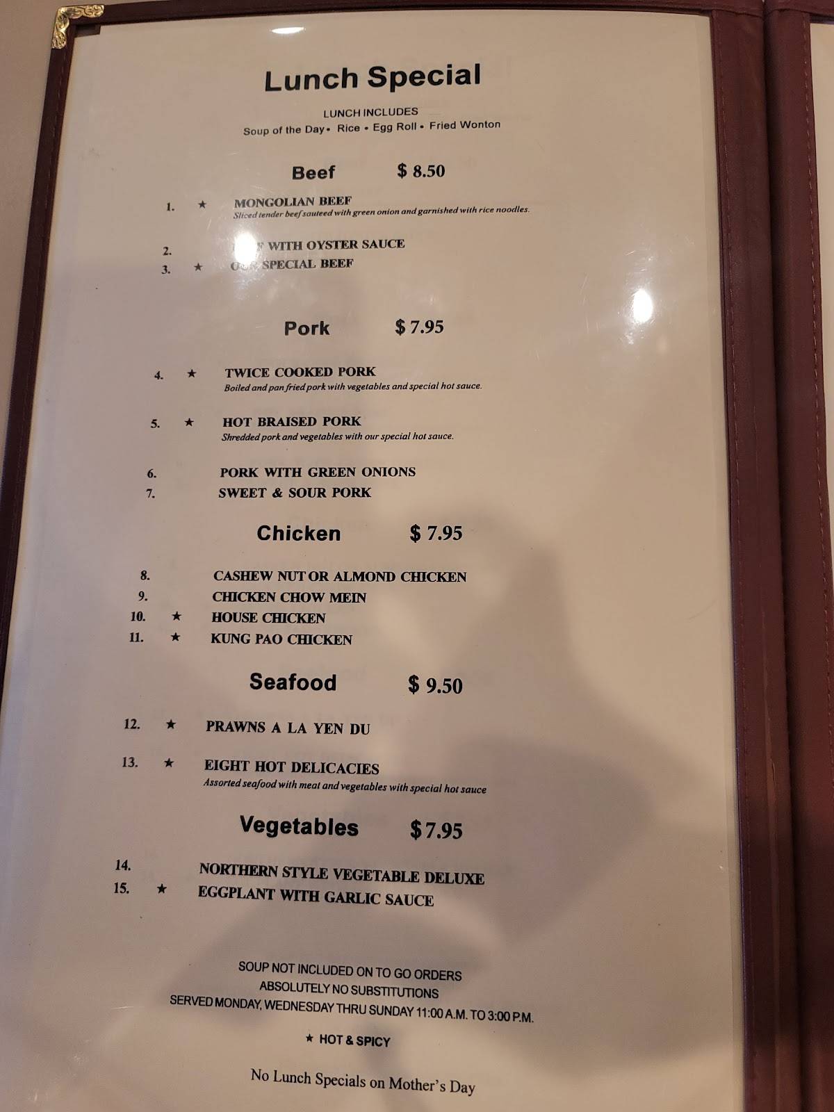 Menu at Yen Du Restaurant, Stockton