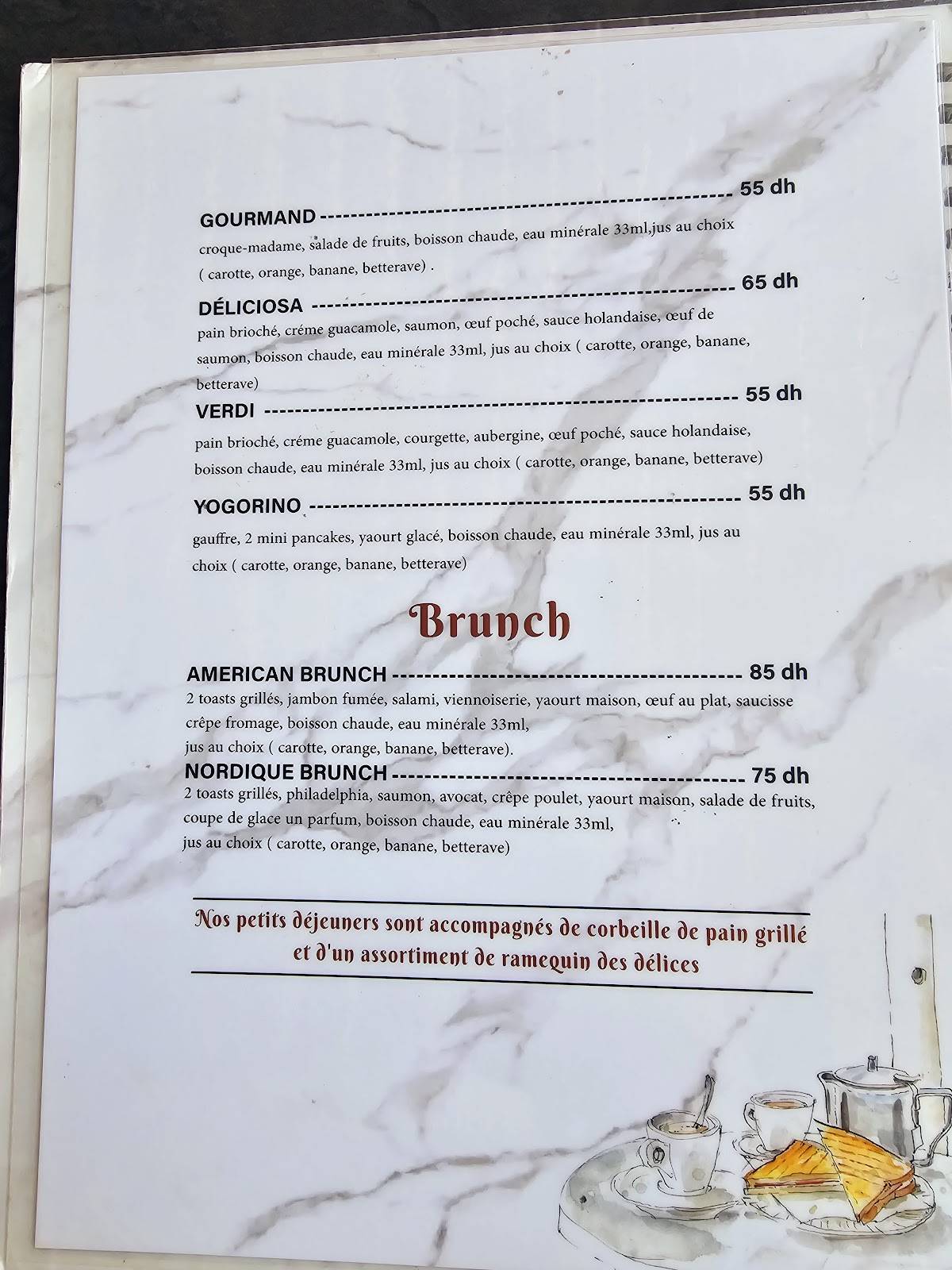 Menu de Yogorino