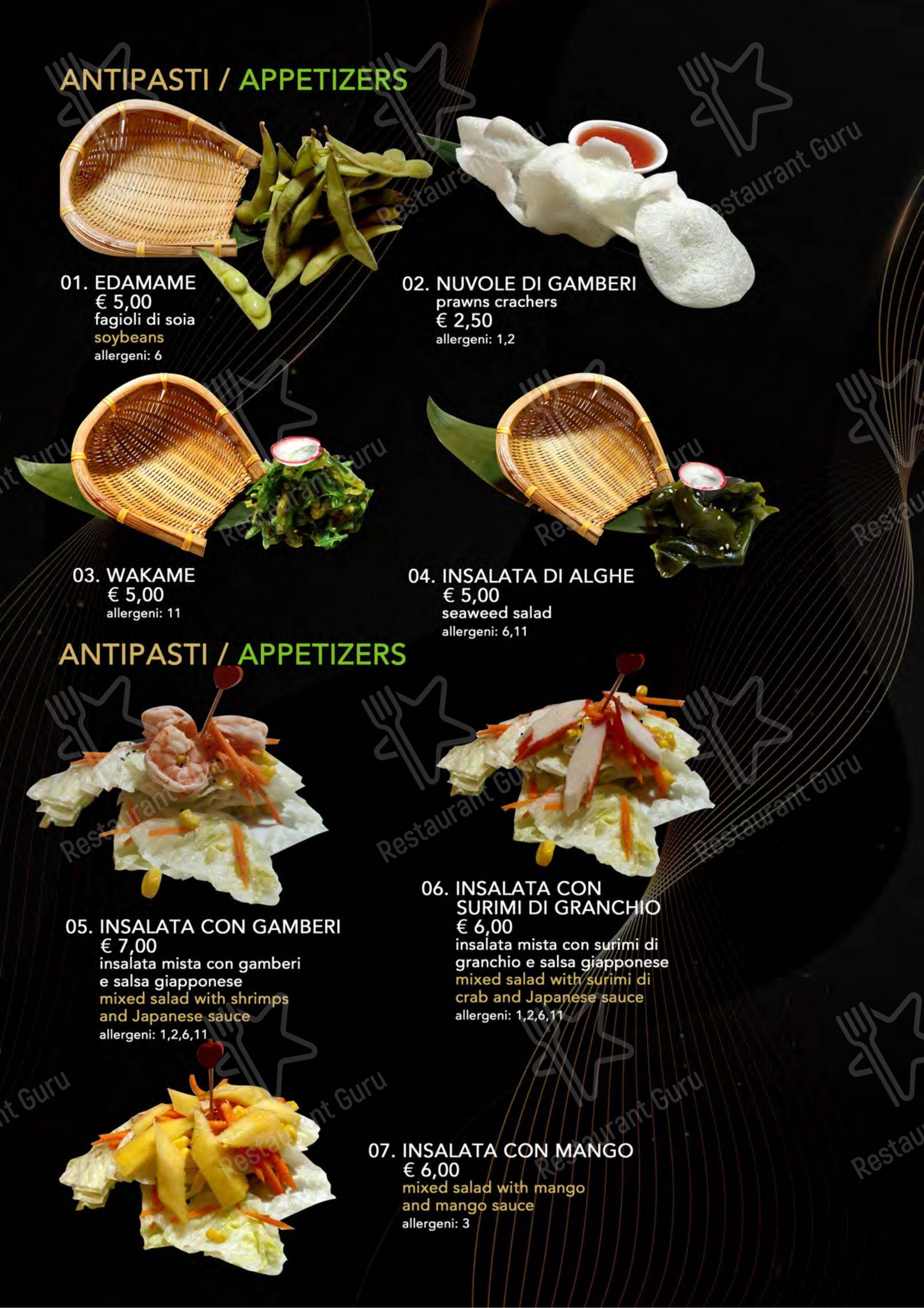 Menu per Yugo ristorante