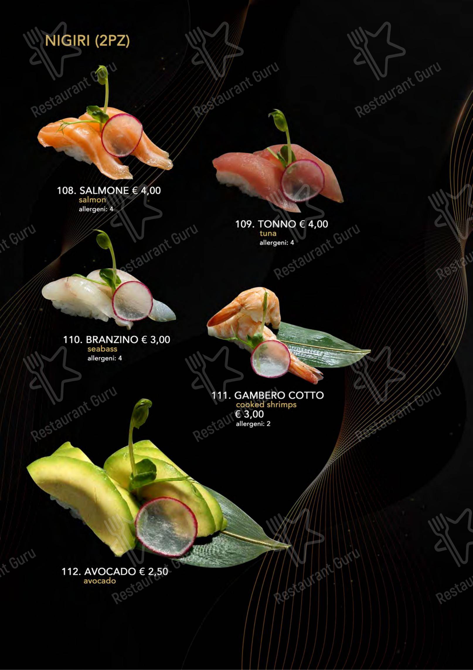 Menu per Yugo ristorante