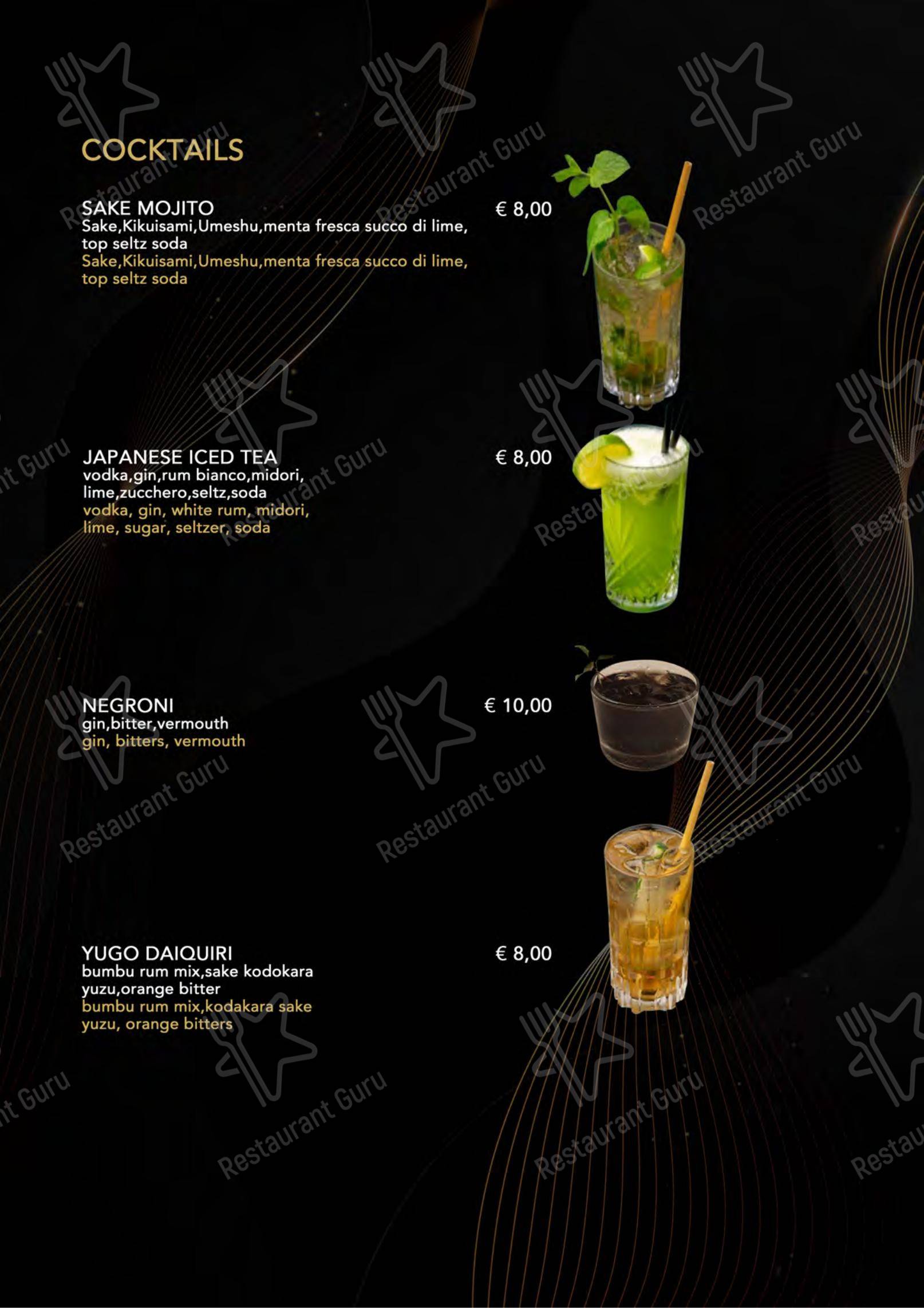 Menu bar per Yugo ristorante