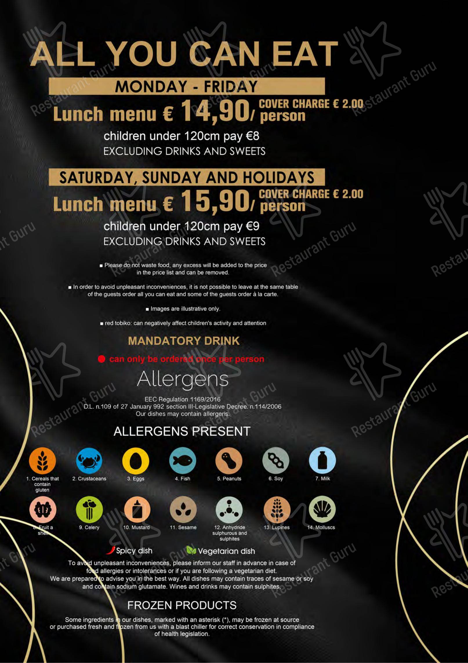 Menu per Yugo in Varazze