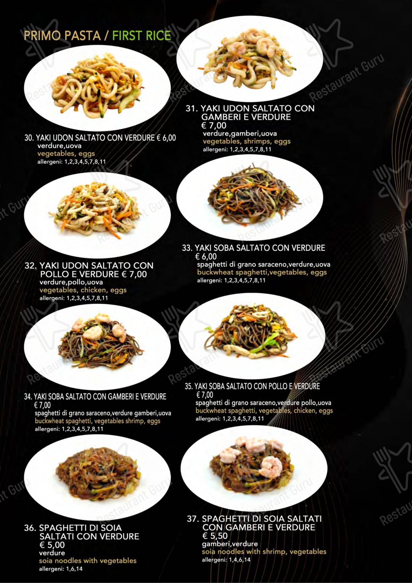 Menu per Yugo ristorante