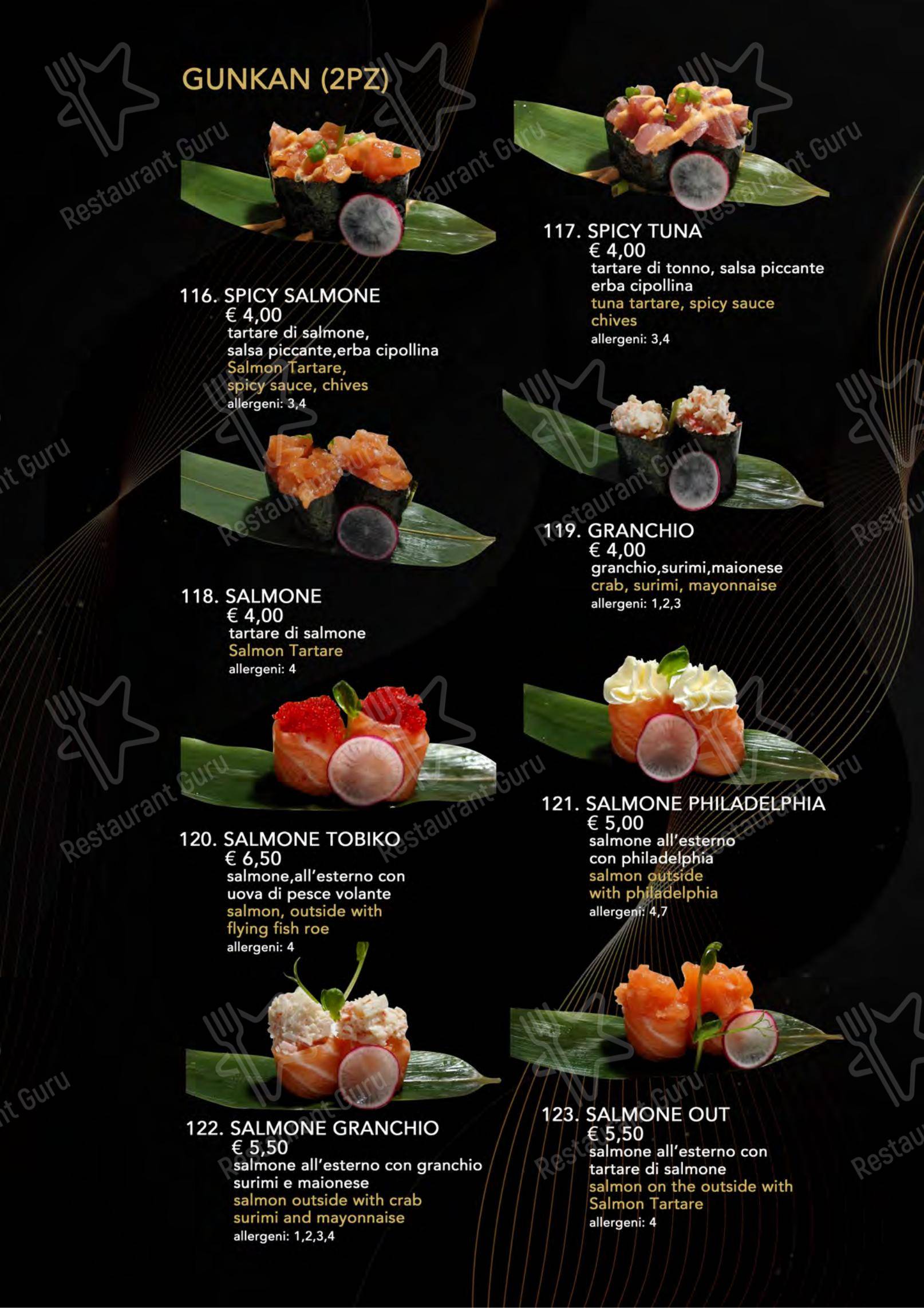 Menu bar per Yugo ristorante