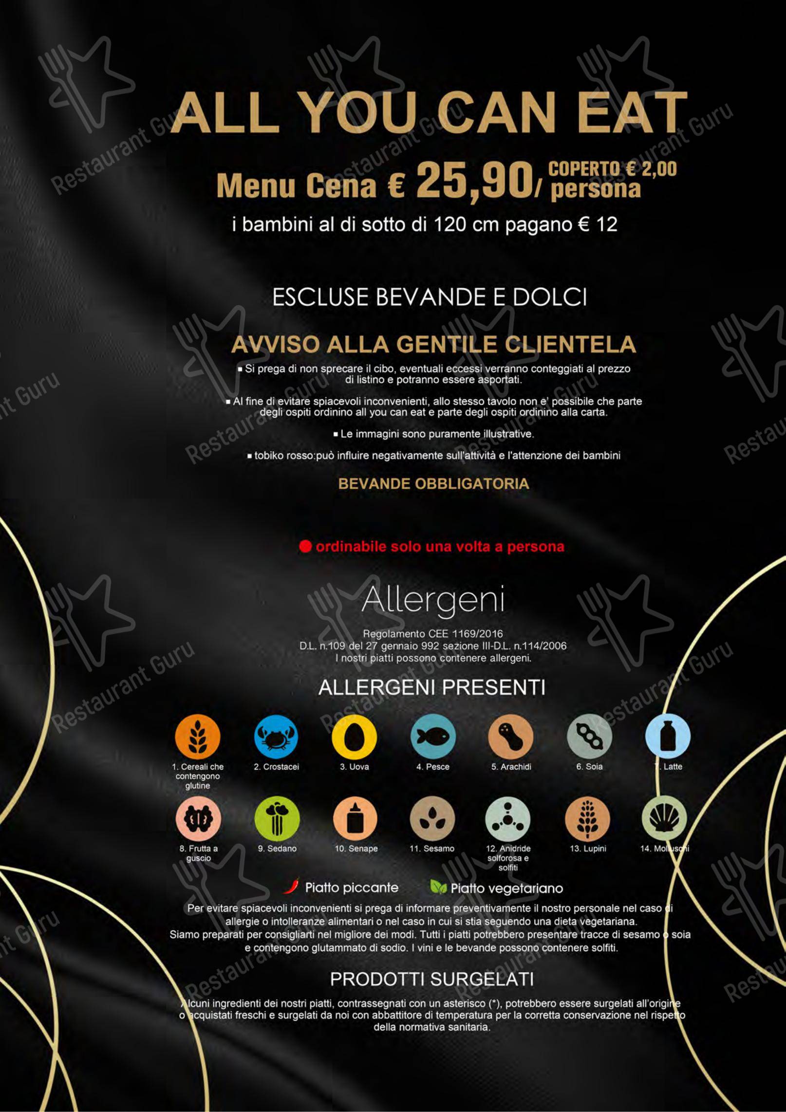 Yugo in Varazze - Menu bar