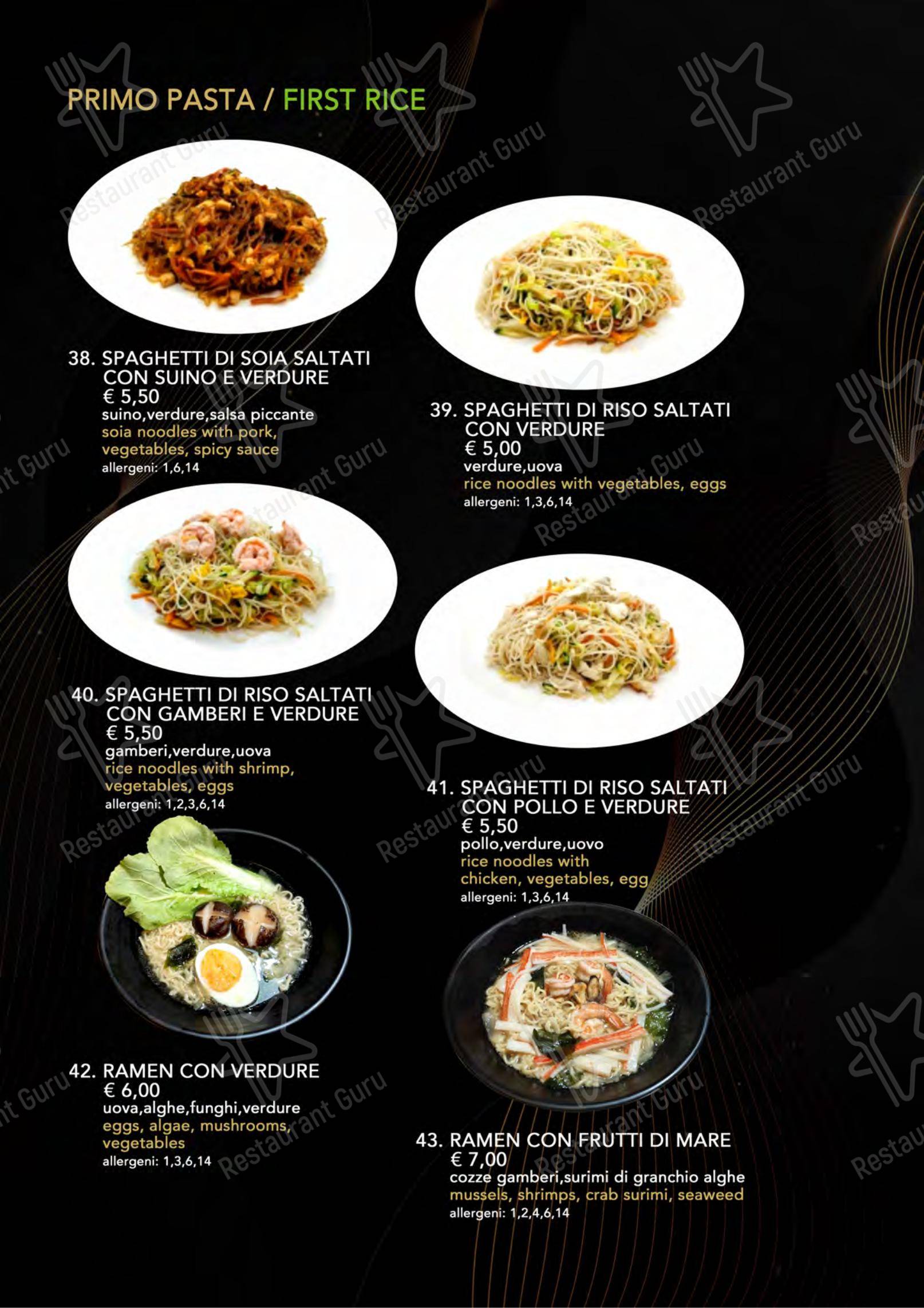Menu bar per Yugo ristorante