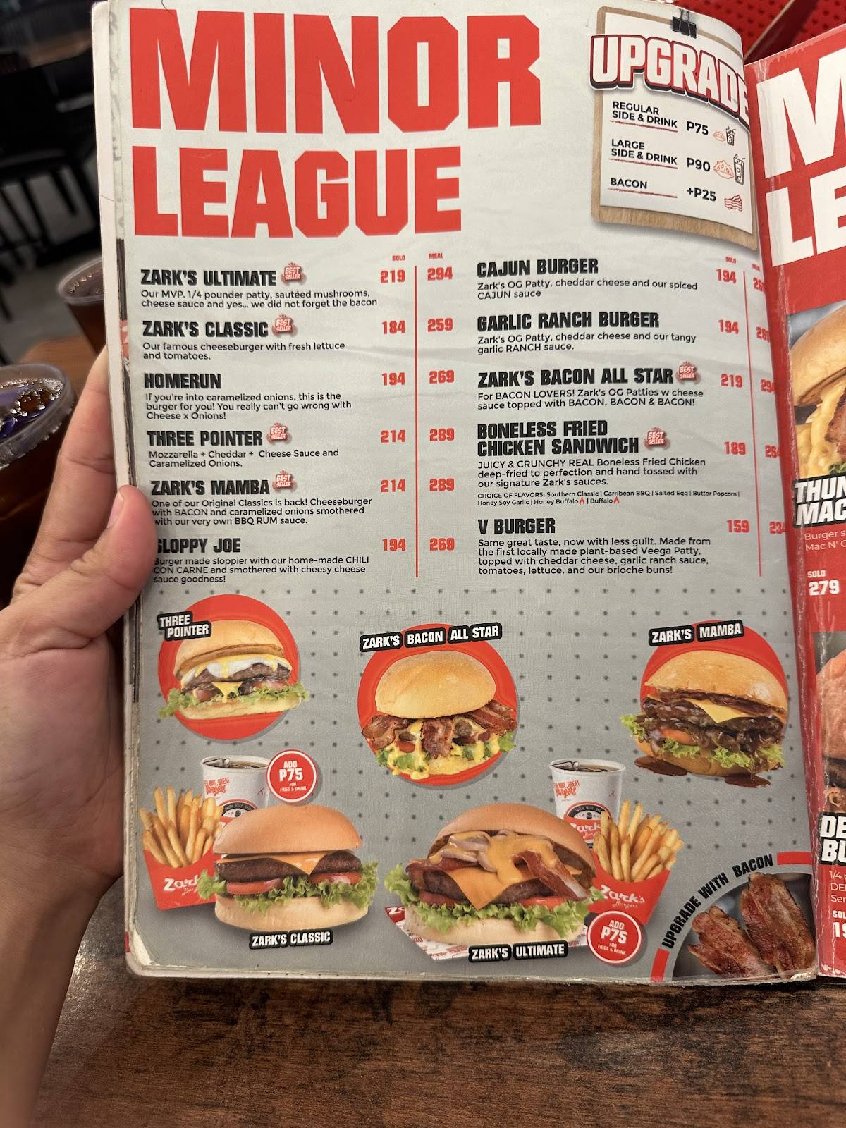 Menu at Zark's Burgers Ayala Center Cebu restaurant, Cebu City