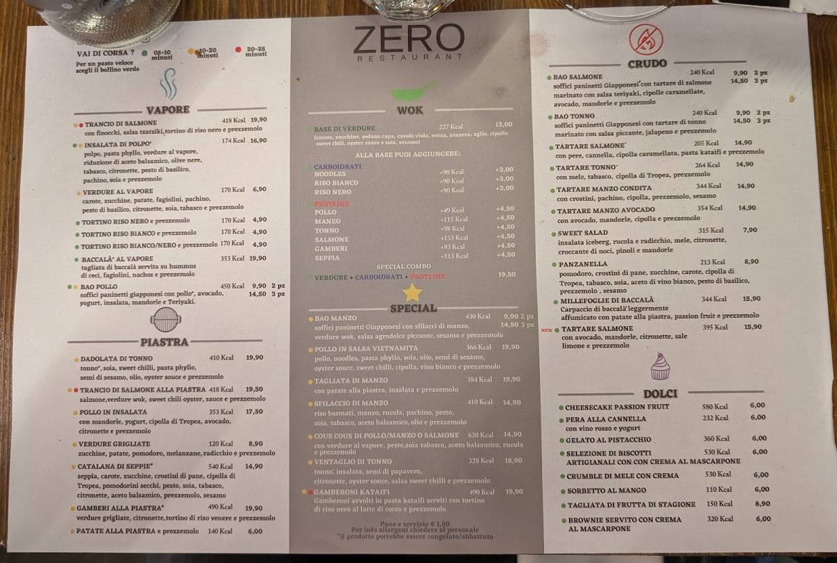 Menu di Zero Restaurant 