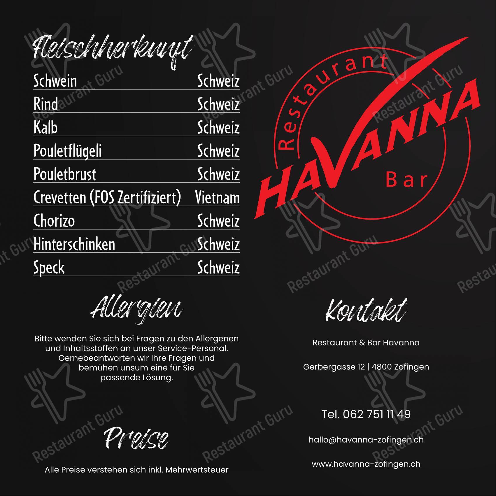 Menu bar per Zofinger Stadtkeller ristorante