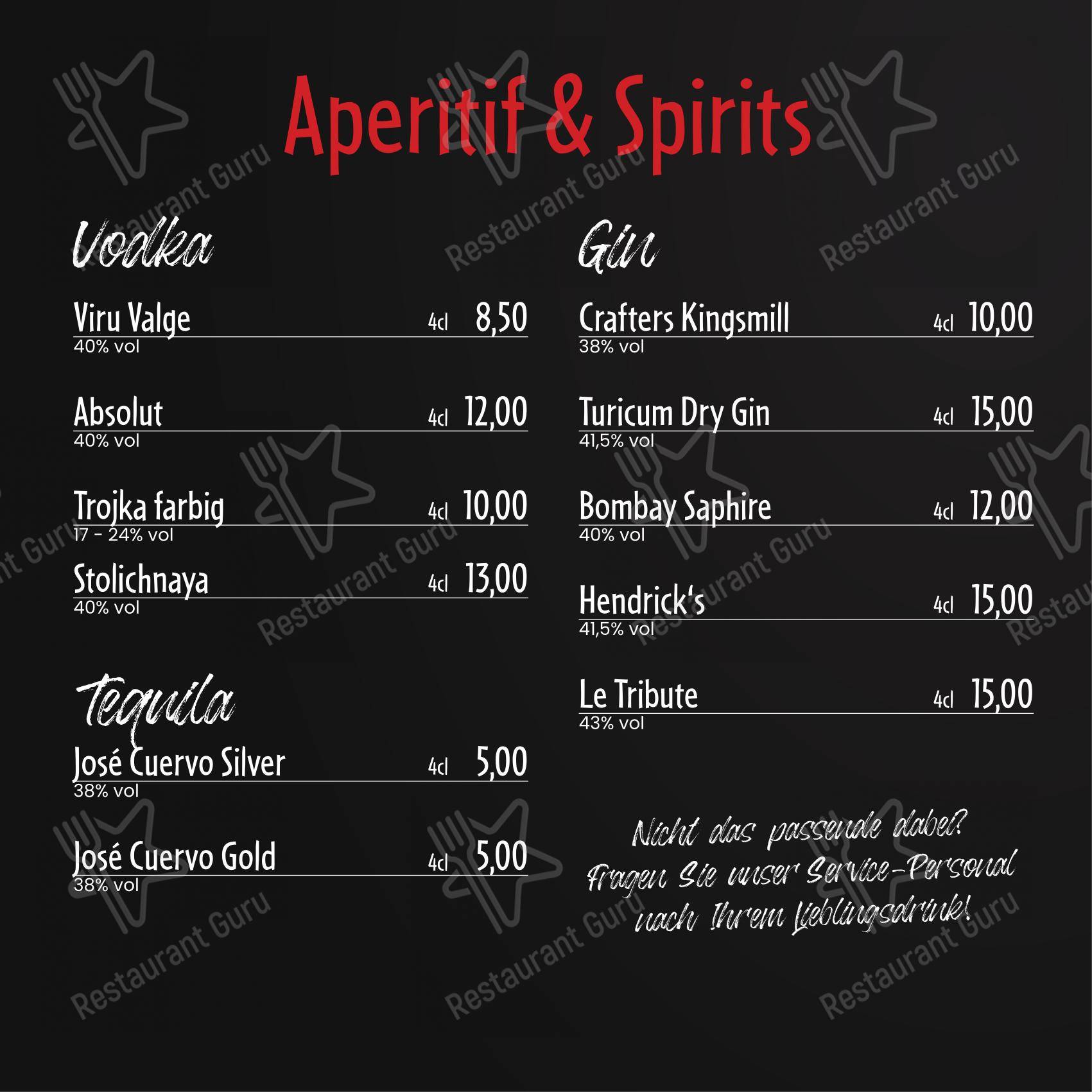 Menu bar per Zofinger Stadtkeller ristorante