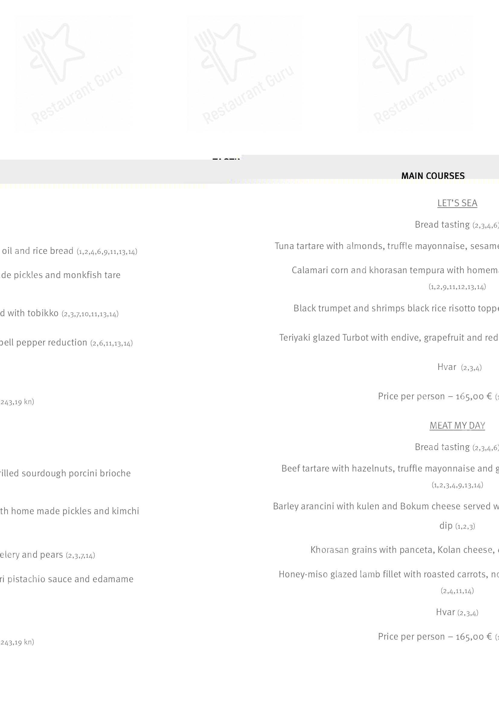 Zori Timeless Hotel & Restaurant in Lesina - Menu
