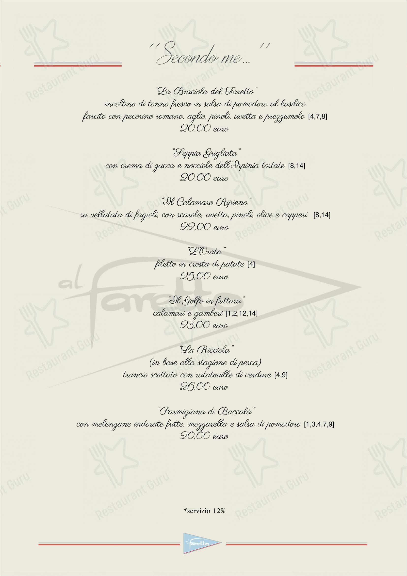 al Faretto - Terrazza sul mare in Napoli - Menu