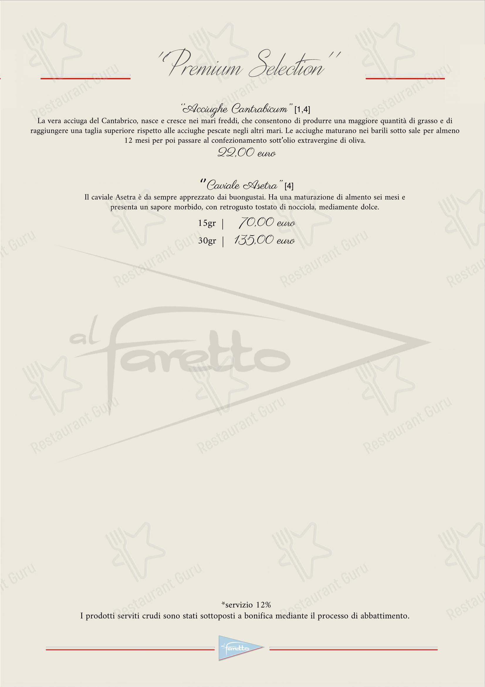 Menu di al Faretto - Terrazza sul mare - Menu