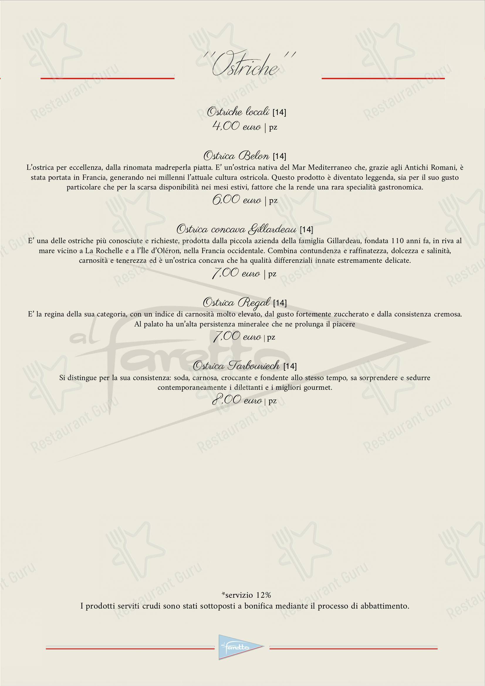 Menu di al Faretto - Terrazza sul mare - Основное меню