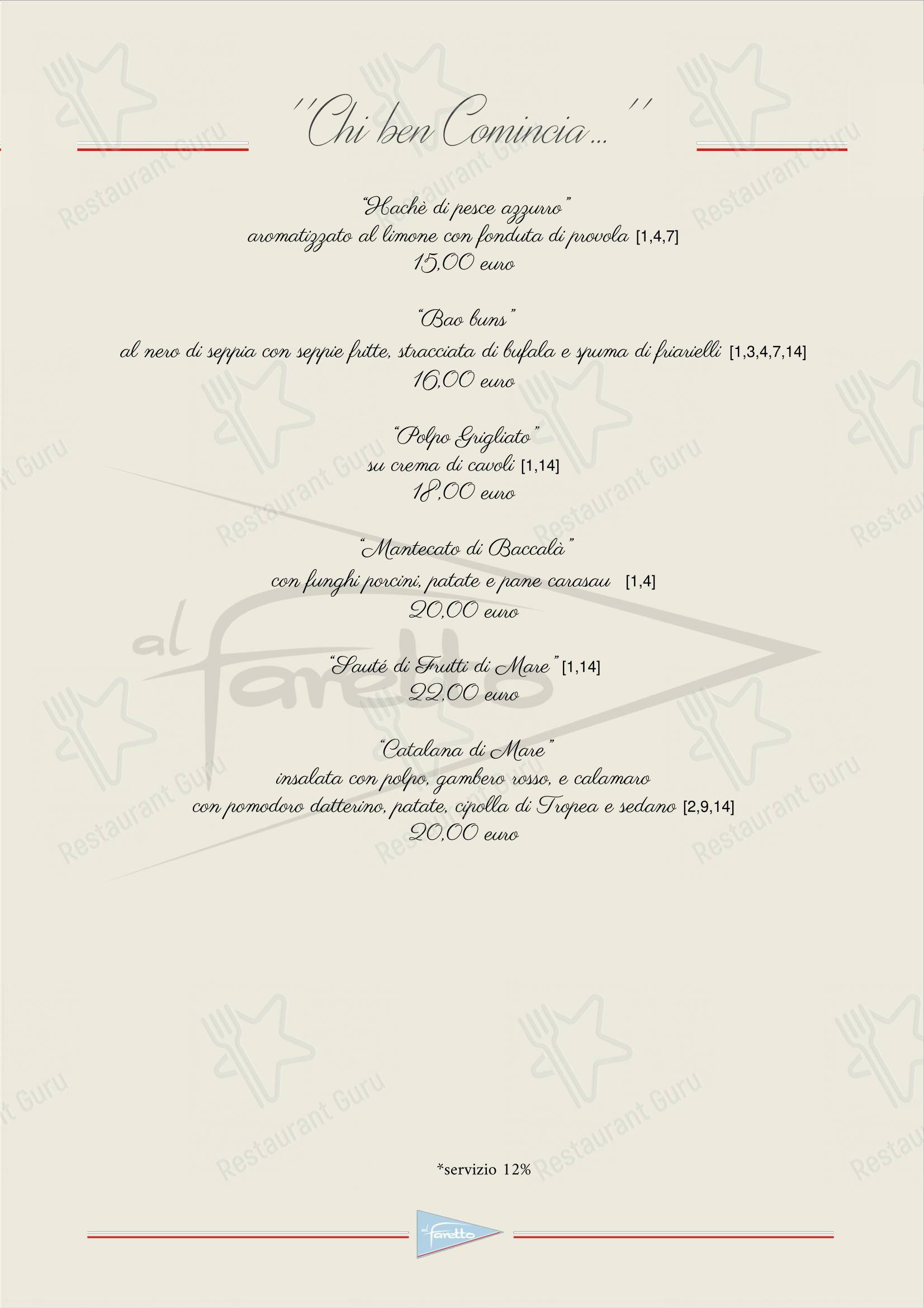 Menu di al Faretto - Terrazza sul mare - Menu