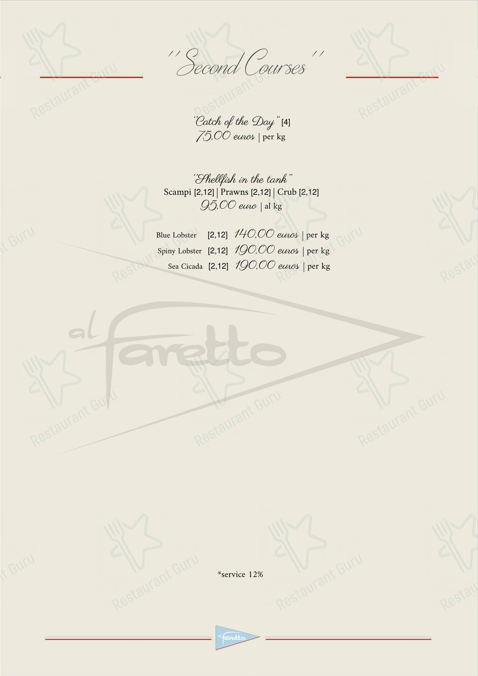 Menu di al Faretto - Terrazza sul mare - Menu bar