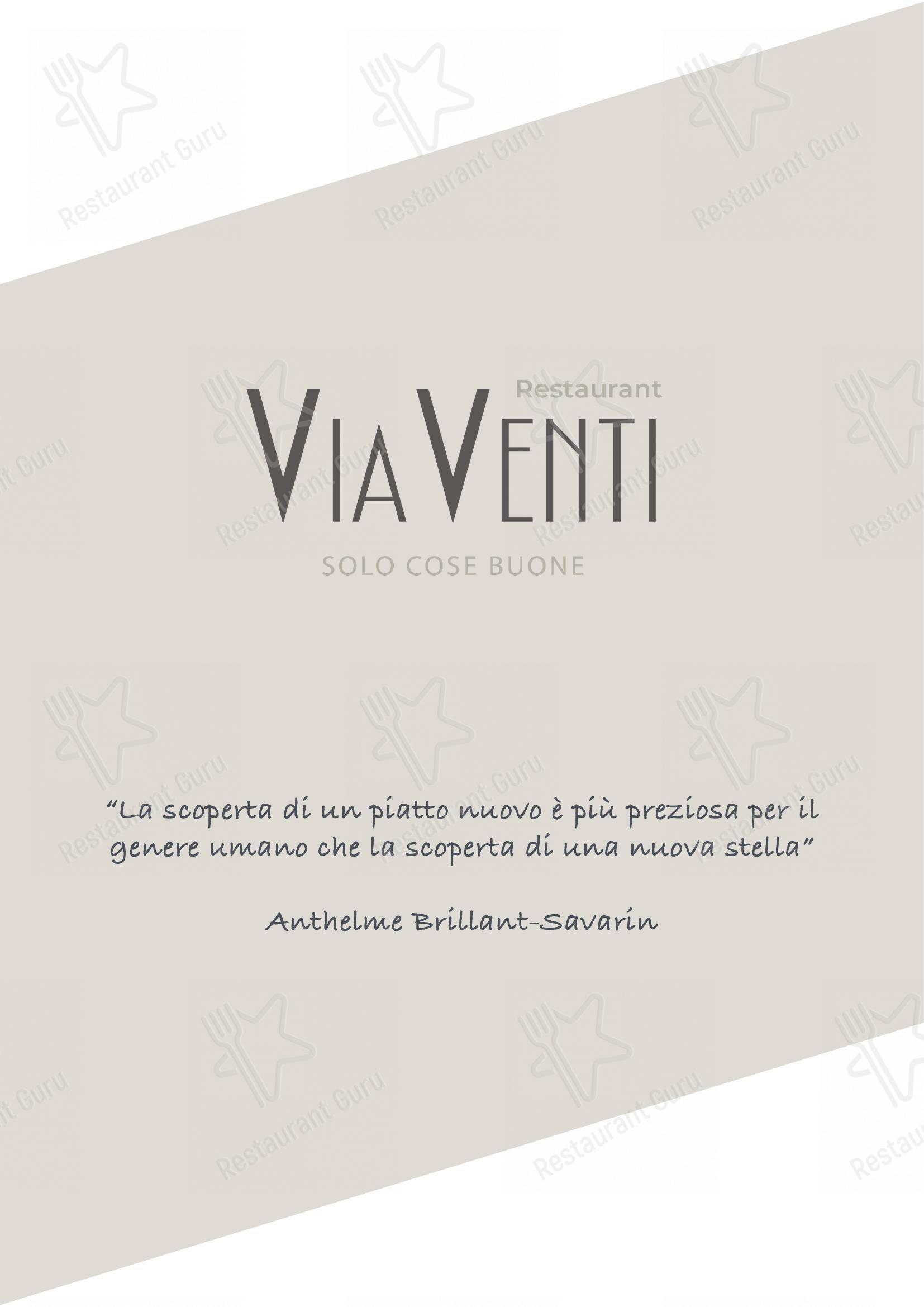 Menu bar per Restaurant ViaVenti ristorante