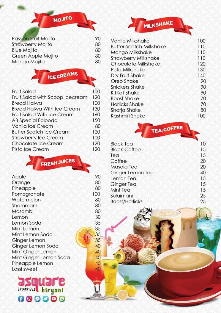 asquare biriyani menu