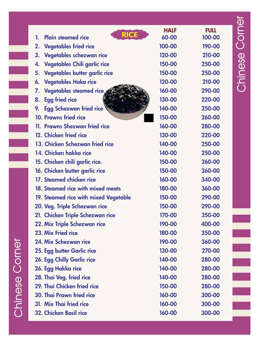 chinese corner menu