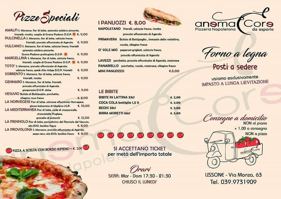 Menu di ANEMA E CORE - Pizzeria Popolare 