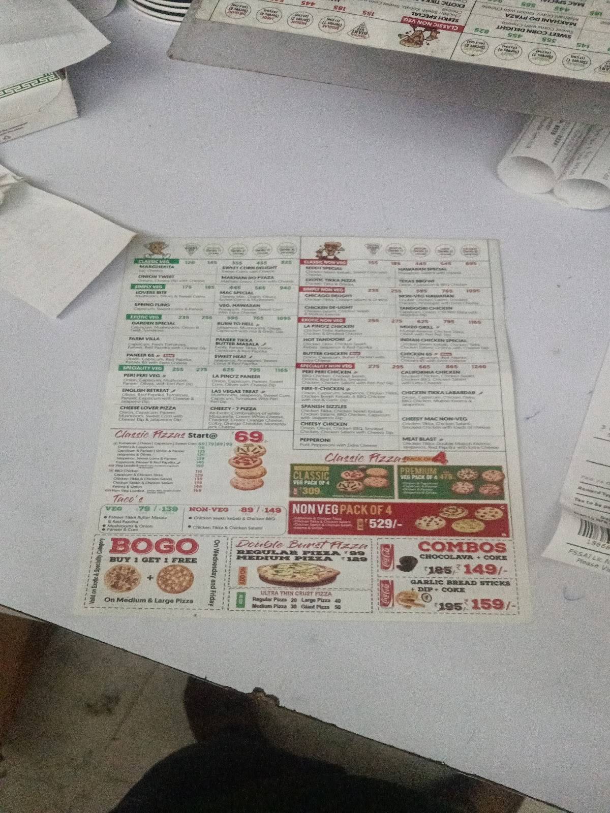 la pino'z pizza menu