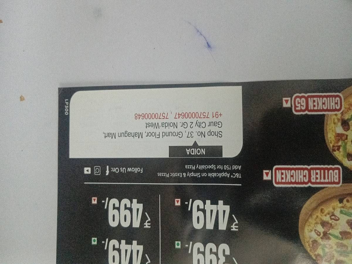 la pino'z pizza menu