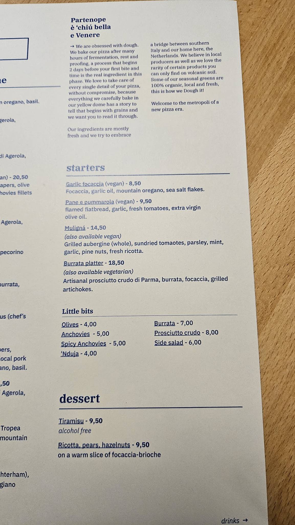 Menu de nNea Pizza