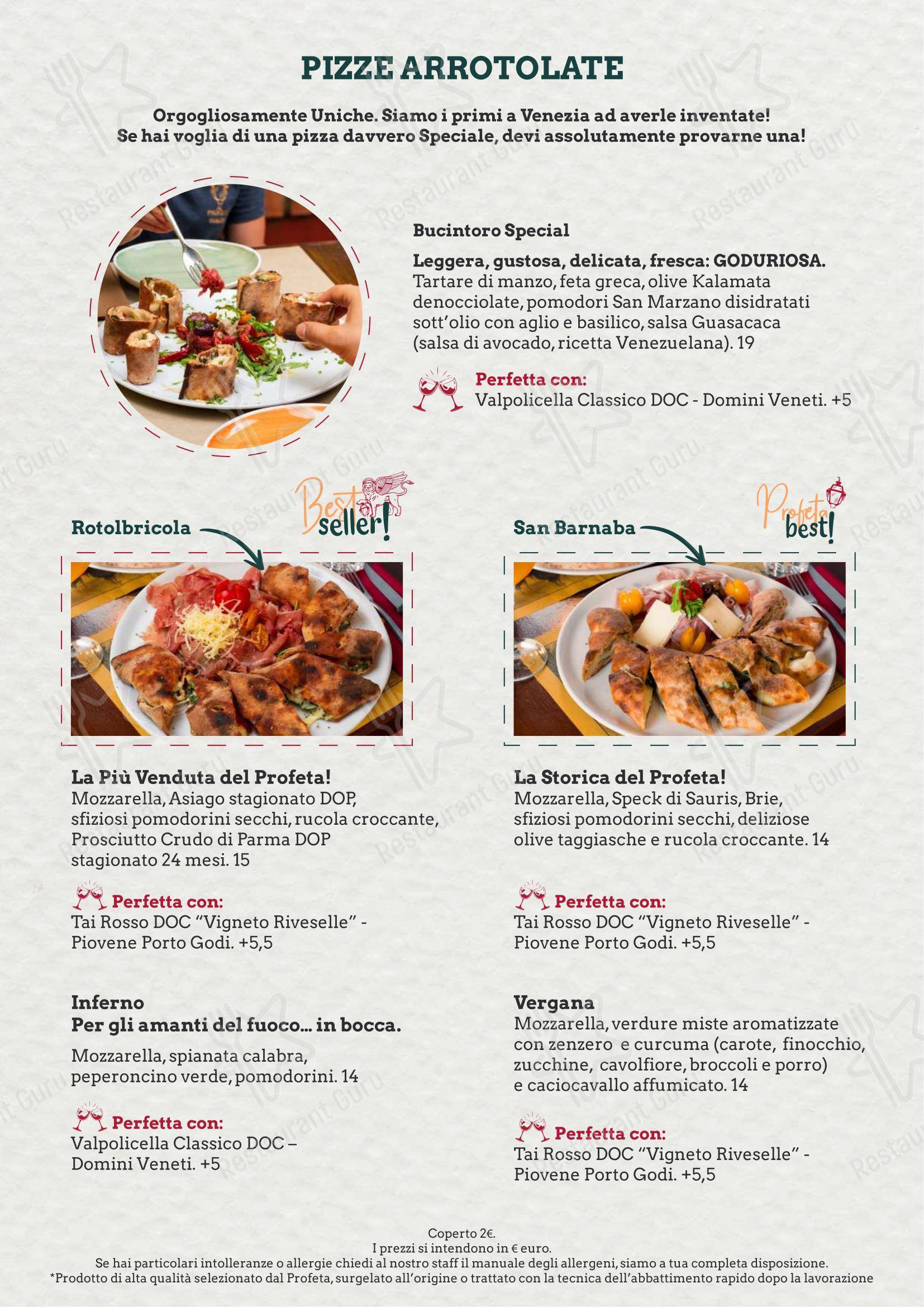 Menu di Al Profeta - Menu bar