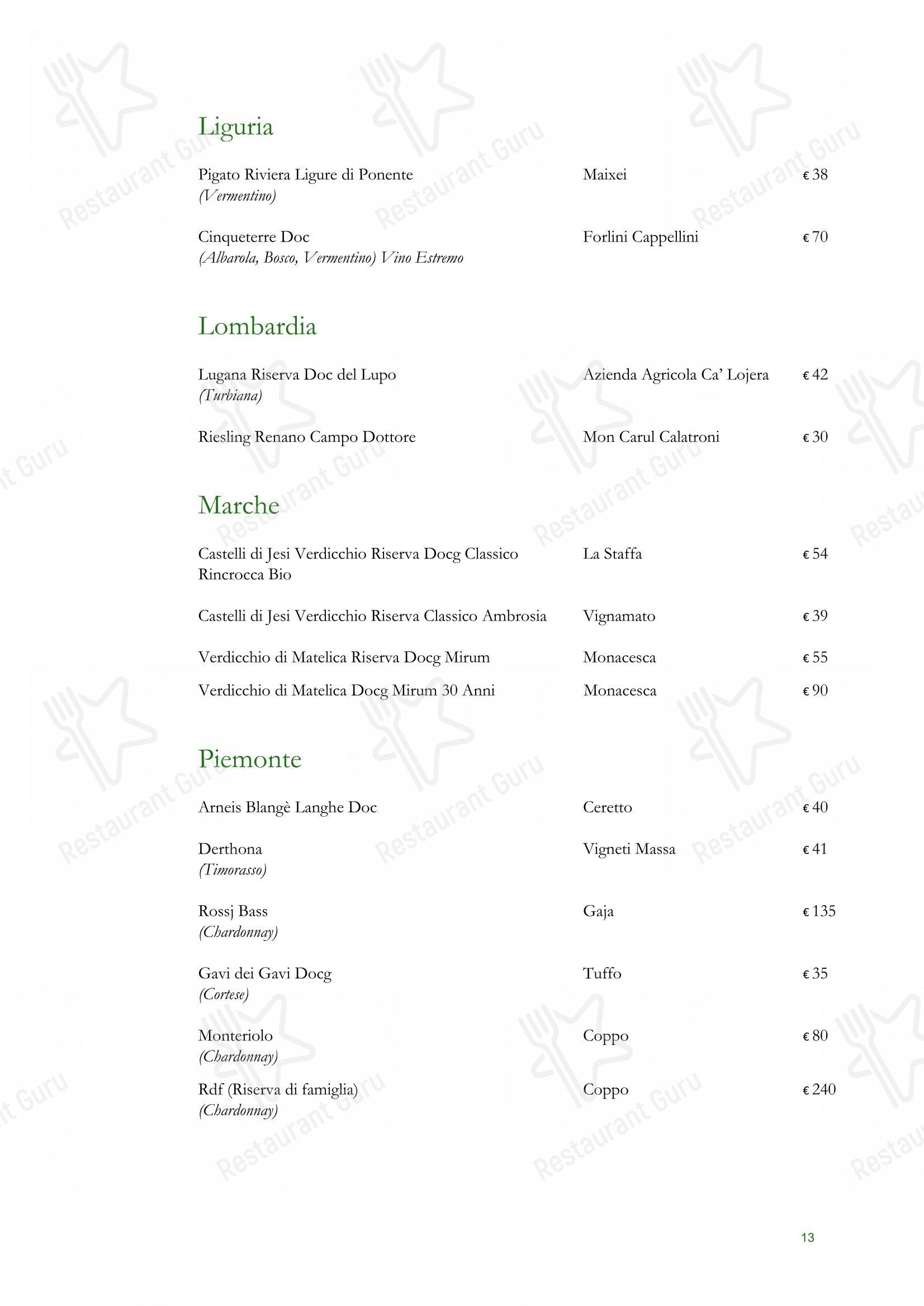 Ночное меню per Ristorante Alfredo alla Scrofa ristorante