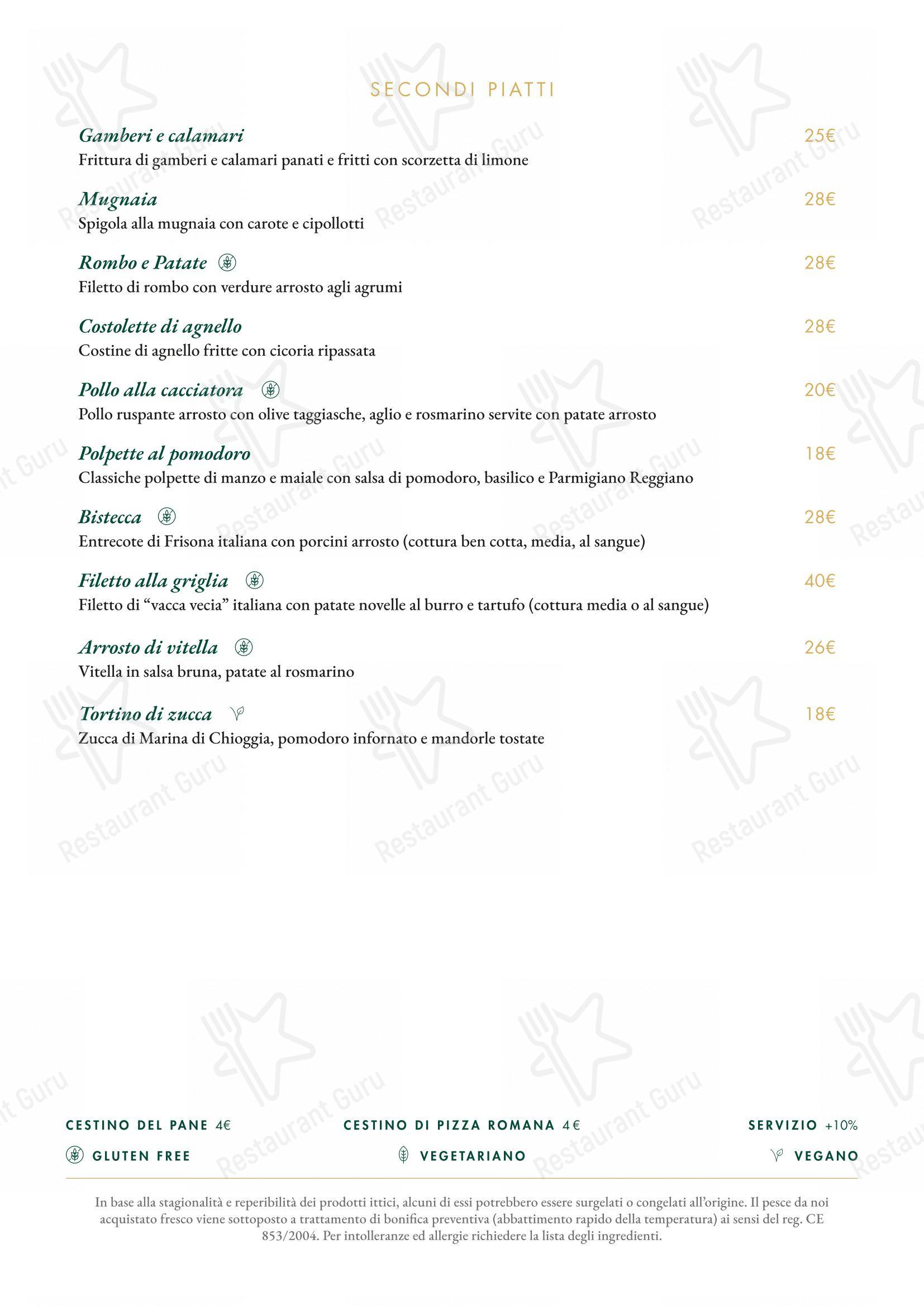 Menu per Ristorante Alfredo alla Scrofa in Roma