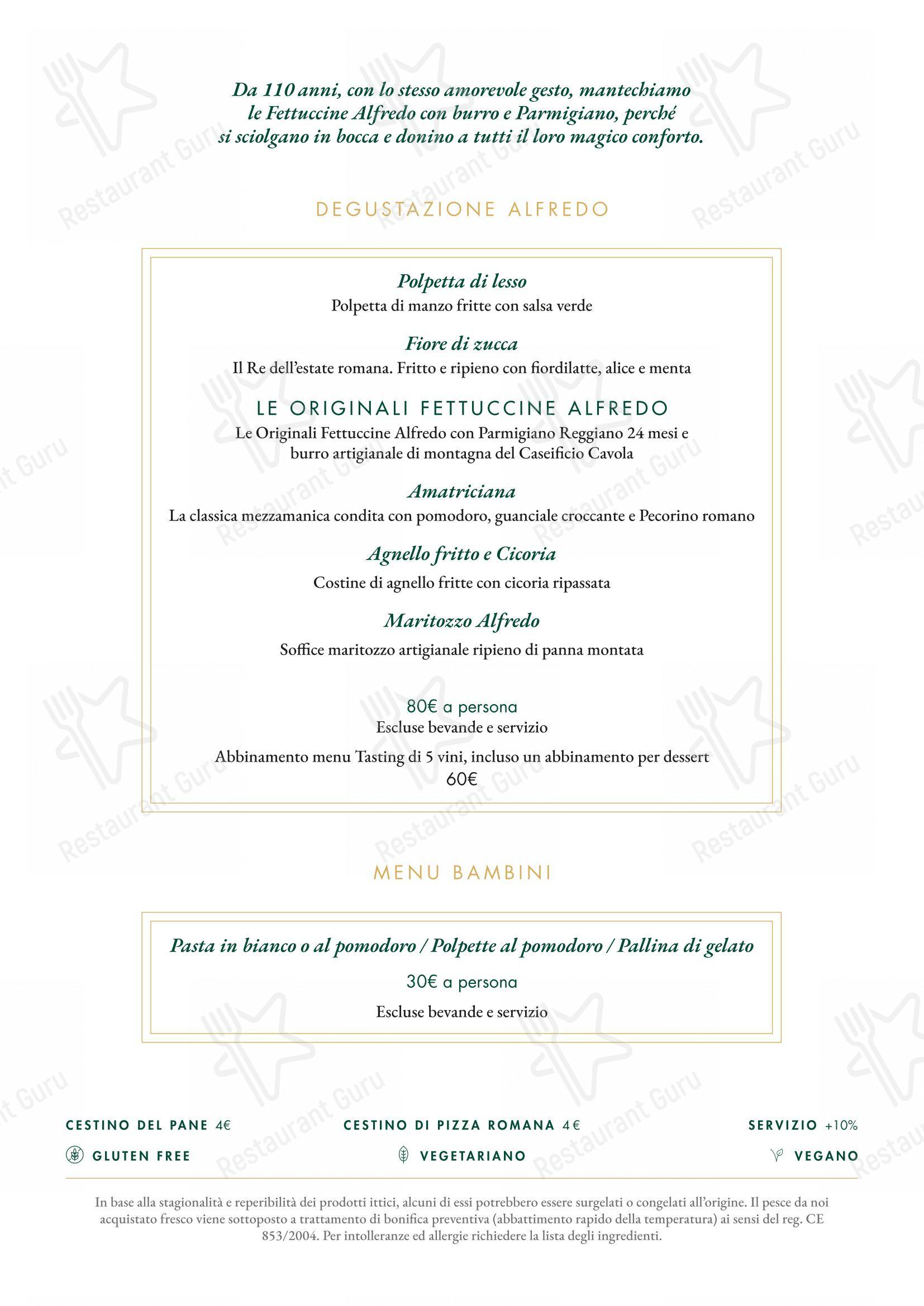 Коктейльная карта per Ristorante Alfredo alla Scrofa in Roma