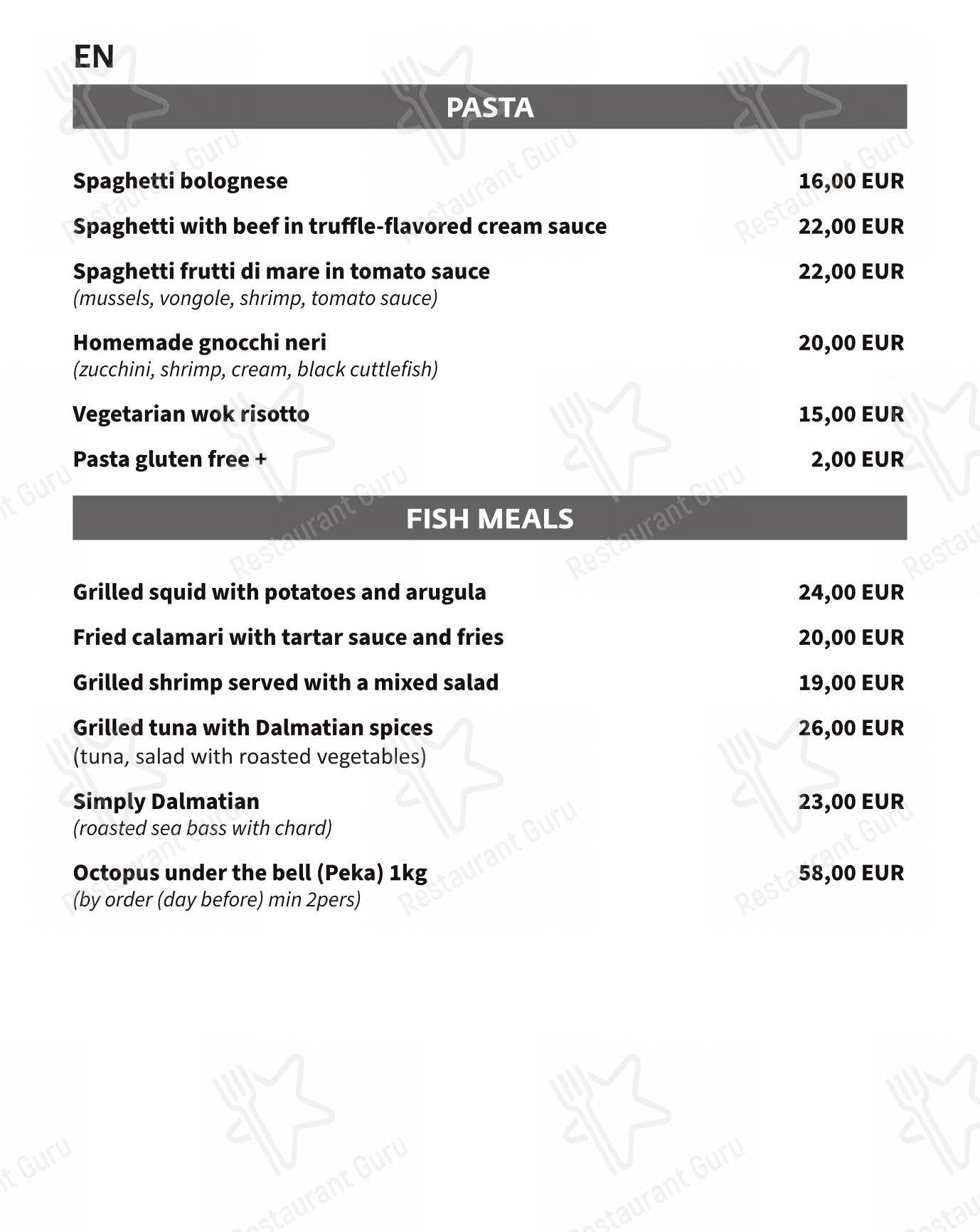 Menu per Alviž pizzeria