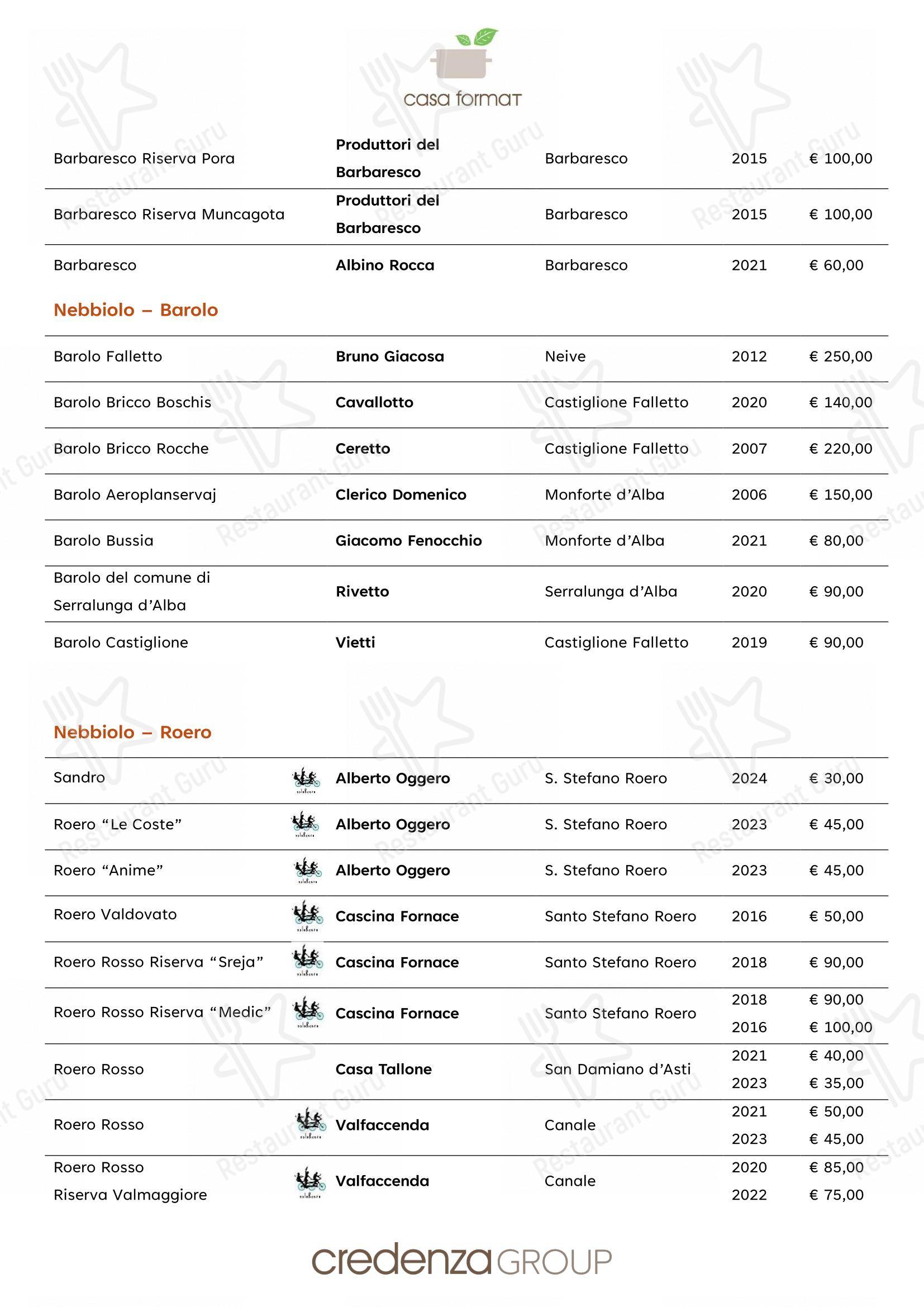 Menu per Ristorante Casa Format, cucina e ospitalità responsabile ristorante