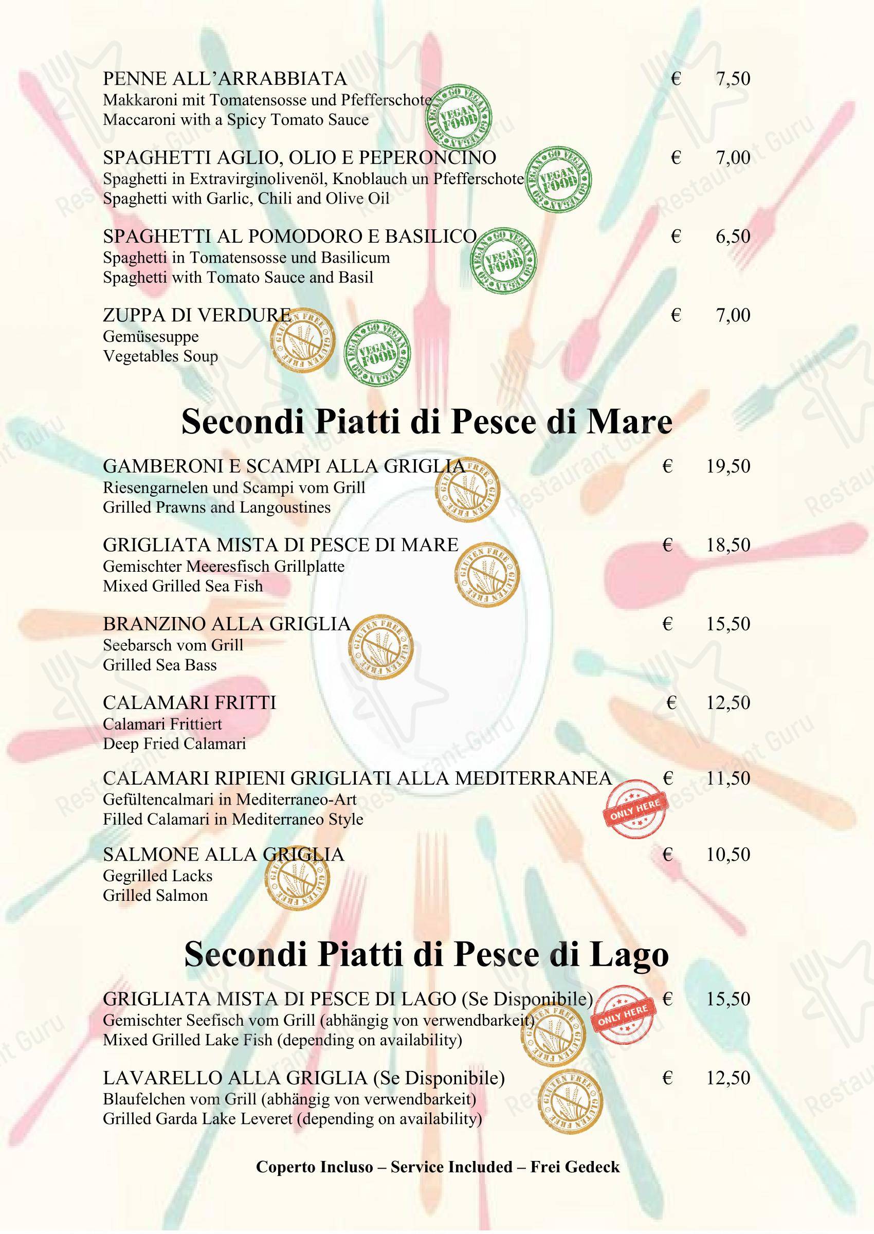 Menu per Casa Lady Garda pizzeria