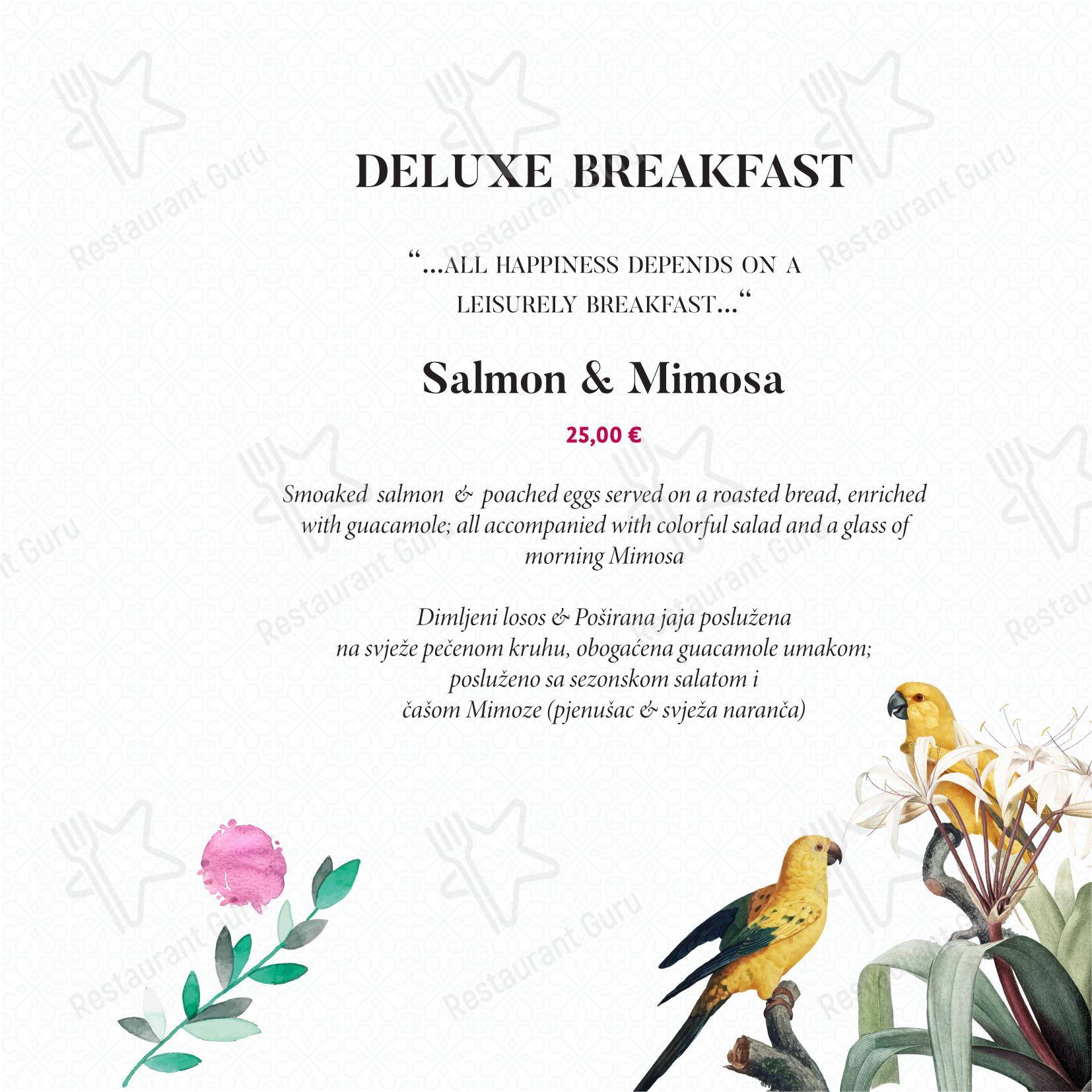 Central Park Club, Hvar in Lesina - Menu