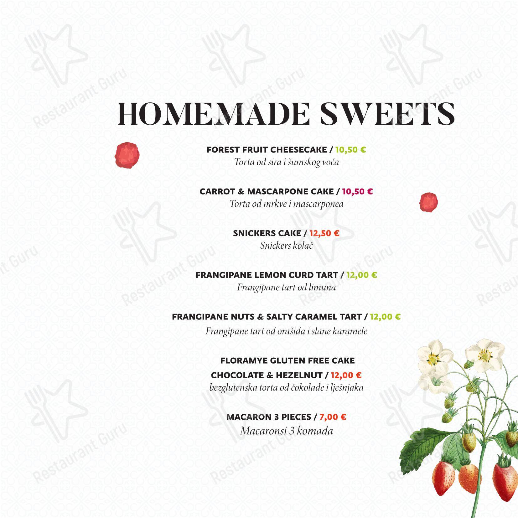 Menu per Central Park Club, Hvar in Lesina