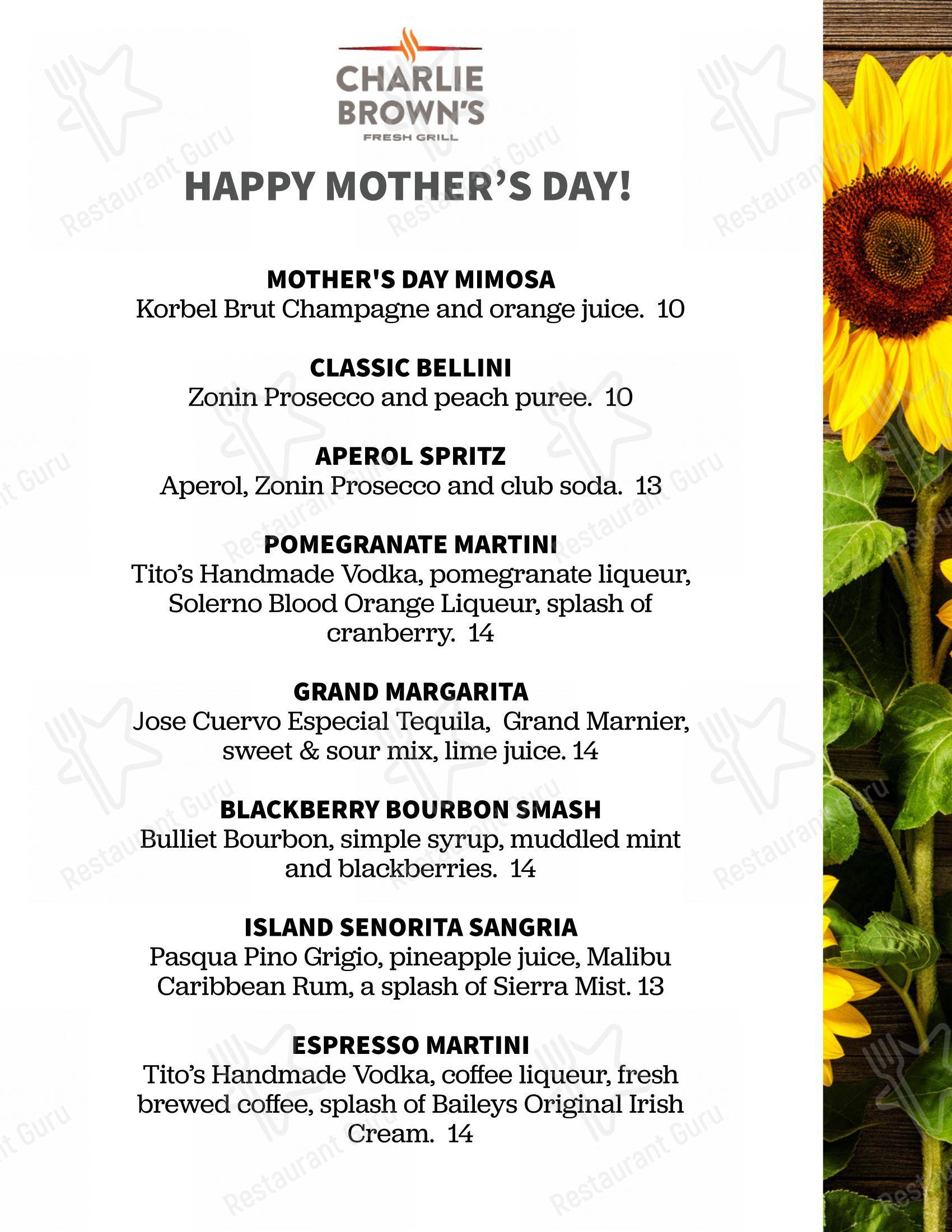 Menu at Charlie Brown's Fresh Grill steakhouse, Scotch Plains