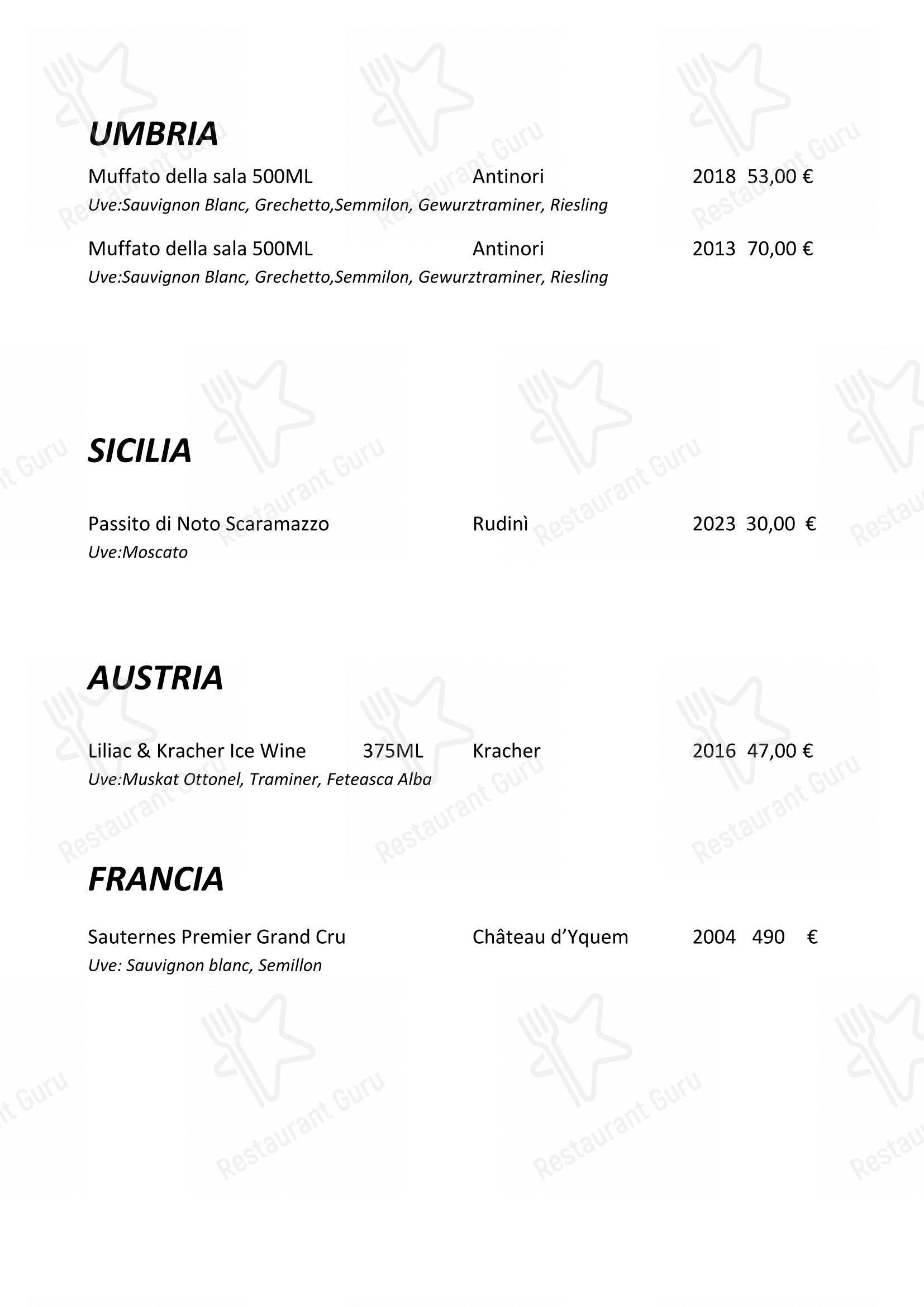 Menu di Enoteca Frisson - Menu bar
