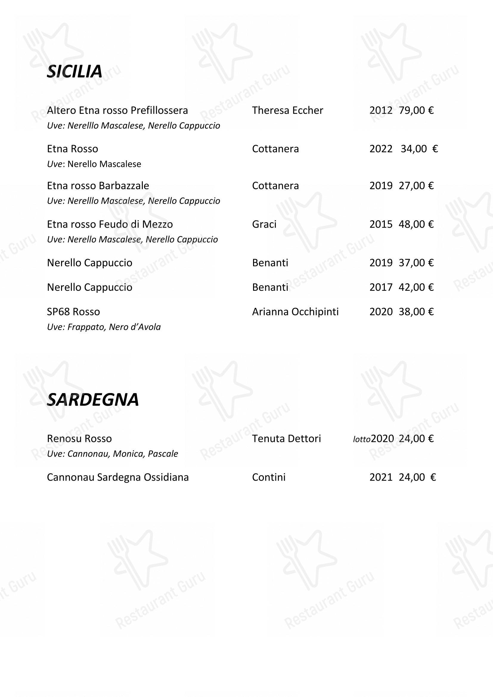Menu bar per Enoteca Frisson pub & bar