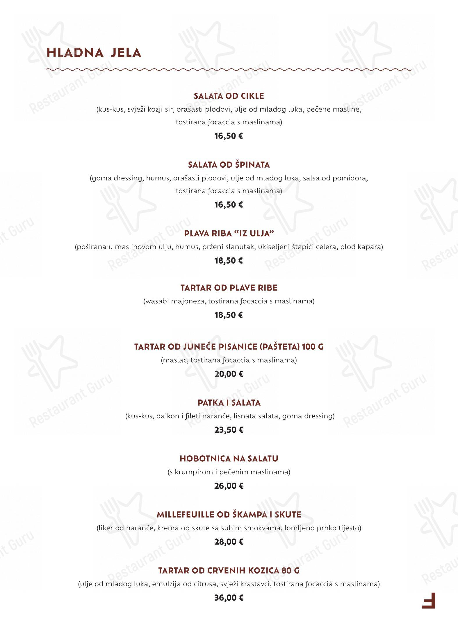 Foša in Zara - Menu bar